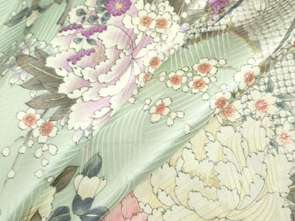 平和屋着物●創業460年・千總 小紋 草花文 牡丹 金彩 西武百貨店扱い 正絹 逸品 DAAX1525op