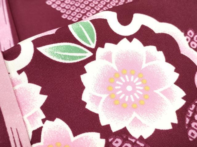 平和屋着物●小振袖　二尺袖　雪輪花文　洗える着物　DAAX1539op