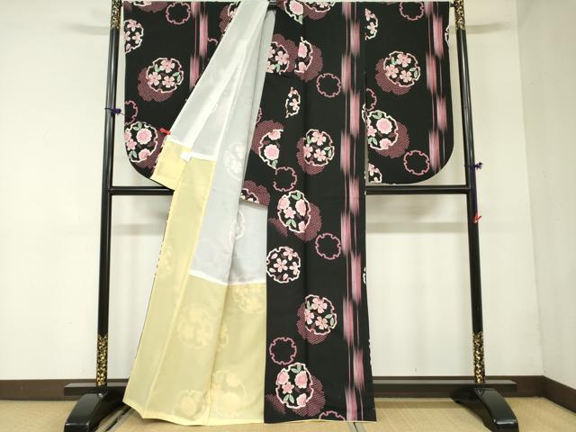 平和屋着物●小振袖　二尺袖　雪輪花文　洗える着物　DAAX1540op
