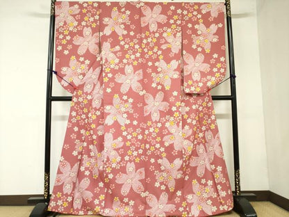 平和屋着物●小振袖 二尺袖 舞桜文 洗える着物 DAAX1541op