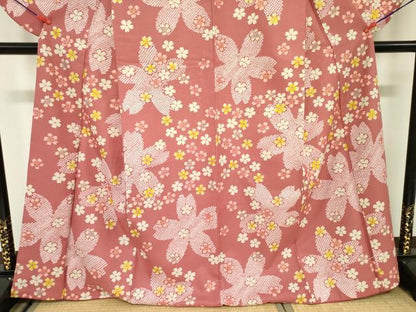 平和屋着物●小振袖 二尺袖 舞桜文 洗える着物 DAAX1541op