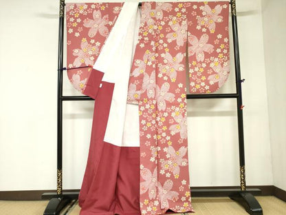 平和屋着物●小振袖 二尺袖 舞桜文 洗える着物 DAAX1541op