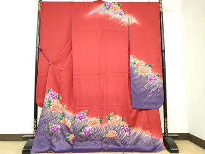 平和屋着物●豪華振袖 流水牡丹文 暈し染め 金彩 正絹 逸品 DAAX1545op