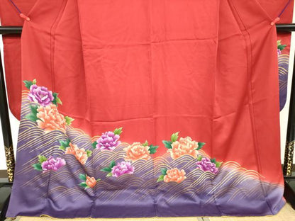 平和屋着物●豪華振袖 流水牡丹文 暈し染め 金彩 正絹 逸品 DAAX1545op
