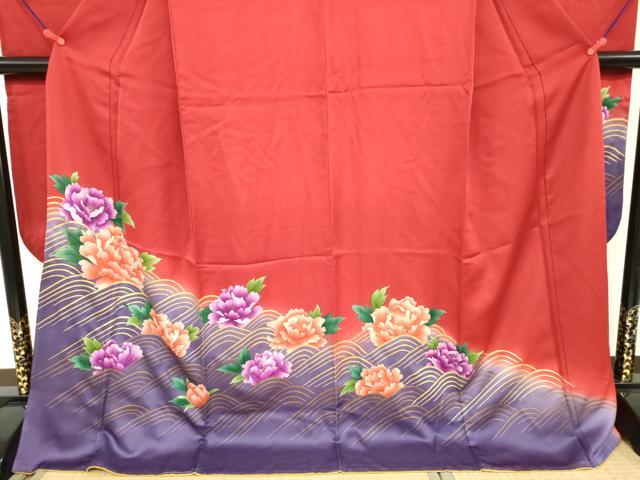 平和屋着物●豪華振袖 流水牡丹文 暈し染め 金彩 正絹 逸品 DAAX1545op