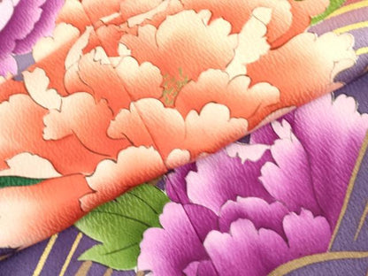 平和屋着物●豪華振袖 流水牡丹文 暈し染め 金彩 正絹 逸品 DAAX1545op