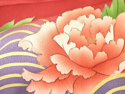 平和屋着物●豪華振袖 流水牡丹文 暈し染め 金彩 正絹 逸品 DAAX1545op