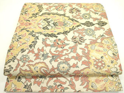 平和屋着物◎六通柄　本袋帯　更紗花文　金糸　正絹　逸品　DAAX1561op
