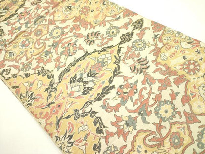 平和屋着物◎六通柄　本袋帯　更紗花文　金糸　正絹　逸品　DAAX1561op