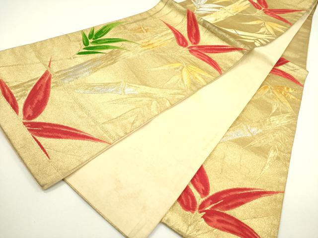 平和屋着物◎六通柄袋帯 笹竹文 金銀糸 正絹 逸品 DAAX1562op