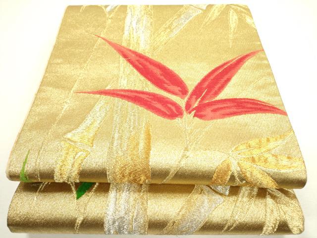 平和屋着物◎六通柄袋帯 笹竹文 金銀糸 正絹 逸品 DAAX1562op