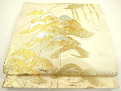 平和屋着物◎六通柄袋帯 松 金銀糸 正絹 逸品 DAAX1564op