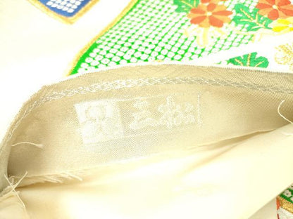 平和屋着物◎六通柄袋帯　唐織　熨斗草花文　金糸　正絹　逸品　DAAX1579op