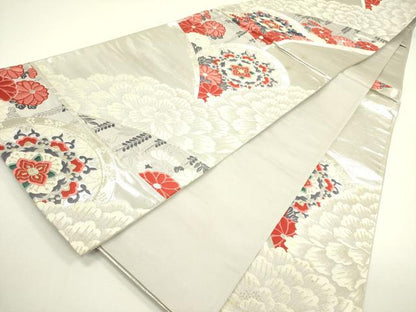 平和屋着物◎六通柄袋帯 唐織 牡丹 正倉院花文 金銀糸 正絹 逸品 DAAX1584op
