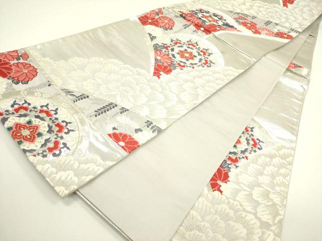 平和屋着物◎六通柄袋帯 唐織 牡丹 正倉院花文 金銀糸 正絹 逸品 DAAX1584op