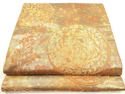 平和屋着物◎六通柄　本袋帯　手越　光悦　花丸文　金糸　正絹　逸品　DAAX1604op