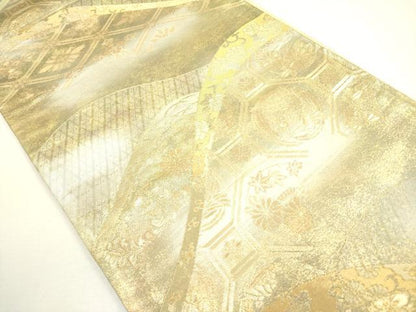 平和屋着物◎六通柄袋帯 蜀江花鳥文 金糸 正絹 逸品 DAAX1608op