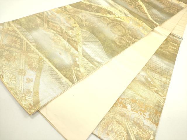 平和屋着物◎六通柄袋帯 蜀江花鳥文 金糸 正絹 逸品 DAAX1608op