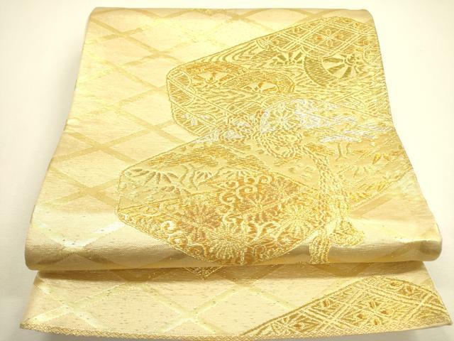 平和屋着物◎六通柄袋帯 花文箱 金銀糸 正絹 逸品 DAAX1619op