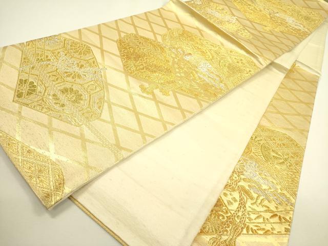 平和屋着物◎六通柄袋帯 花文箱 金銀糸 正絹 逸品 DAAX1619op