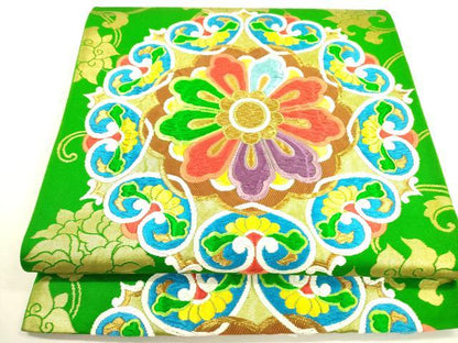 平和屋着物◎六通柄袋帯 唐織 大和大華 金糸 正絹 逸品 DAAX1623op
