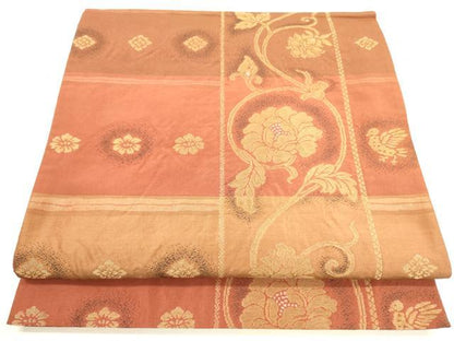 平和屋着物◎六通柄袋帯　花唐草文　金糸　正絹　逸品　DAAX1644op
