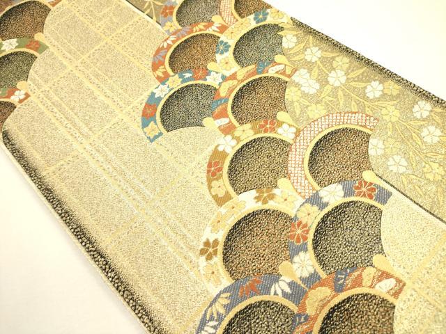 平和屋着物◎六通柄袋帯　花青海波　金糸　正絹　逸品　DAAX1645op