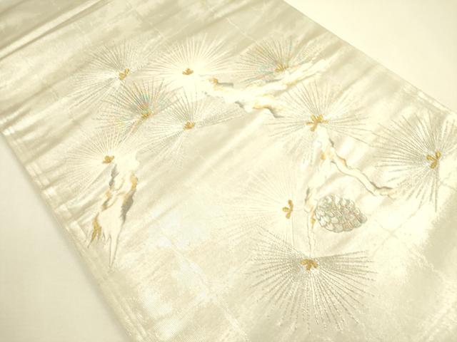 平和屋着物◎太鼓柄袋帯　総刺繍　枝松　金銀糸　正絹　逸品　DAAX1650op
