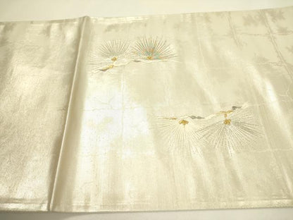 平和屋着物◎太鼓柄袋帯　総刺繍　枝松　金銀糸　正絹　逸品　DAAX1650op