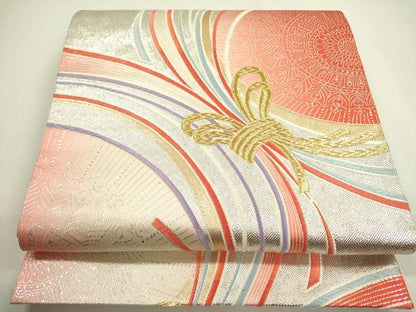 平和屋着物◎六通柄袋帯 唐織 束ね熨斗花文 金銀糸 正絹 逸品 DAAX1657op