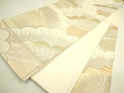 平和屋着物◎六通柄袋帯　松　金銀糸　正絹　逸品　DAAX1676op