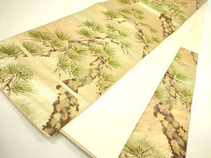 平和屋着物◎六通柄袋帯　唐織　枝松　金糸　正絹　逸品　DAAX1683op
