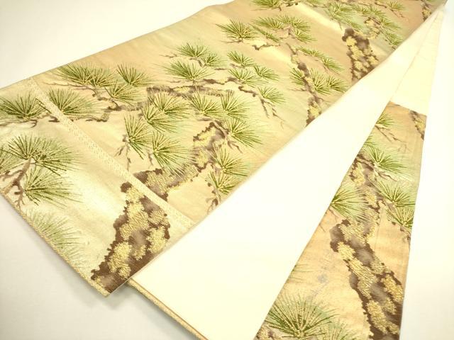 平和屋着物◎六通柄袋帯　唐織　枝松　金糸　正絹　逸品　DAAX1683op