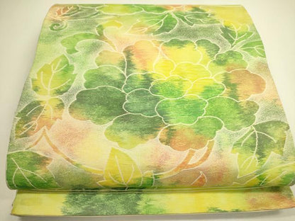 平和屋着物◎六通柄袋帯　草花文　正絹　逸品　DAAX1685op