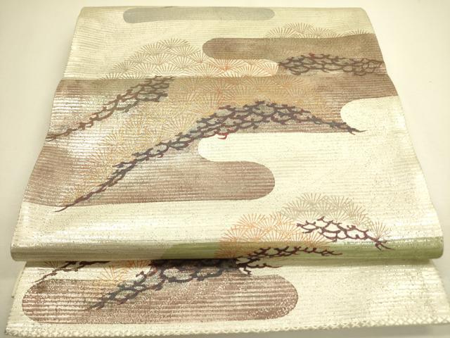 平和屋着物◎太鼓柄袋帯　霞松葉文　金彩　正絹　逸品　DAAX1687op