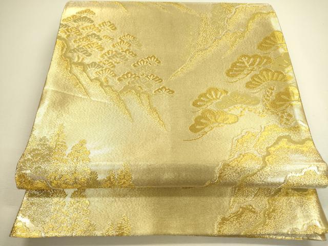 平和屋着物◎六通柄袋帯 風景松文 金糸 正絹 逸品 DAAX1690op