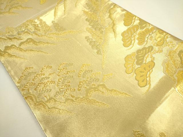 平和屋着物◎六通柄袋帯 風景松文 金糸 正絹 逸品 DAAX1690op