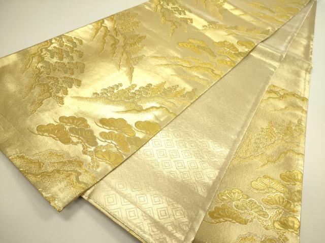 平和屋着物◎六通柄袋帯 風景松文 金糸 正絹 逸品 DAAX1690op