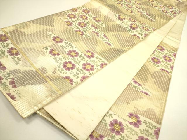平和屋着物◎六通柄袋帯　霞花文　金糸　正絹　逸品　DAAX1691op