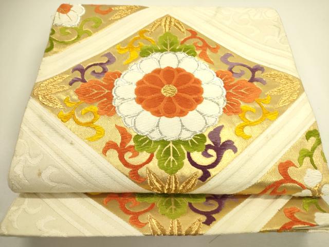 平和屋着物◎六通柄袋帯　唐織　花菱文　金銀糸　正絹　逸品　DAAX1707op
