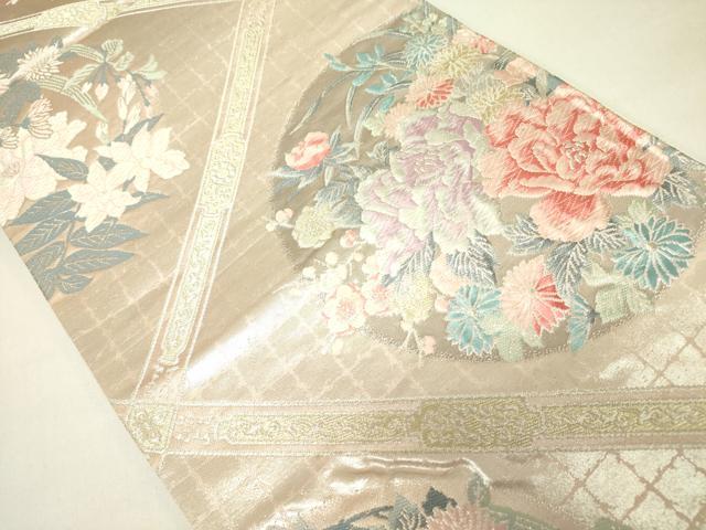 平和屋着物◎西陣　六通柄袋帯　唐織　珀凰錦　牡丹丸文　プラチナ二重箔　金銀糸　正絹　逸品　DAAX1708op