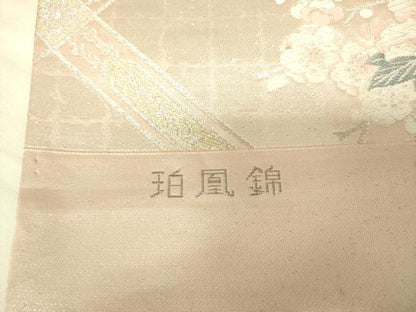 平和屋着物◎西陣　六通柄袋帯　唐織　珀凰錦　牡丹丸文　プラチナ二重箔　金銀糸　正絹　逸品　DAAX1708op