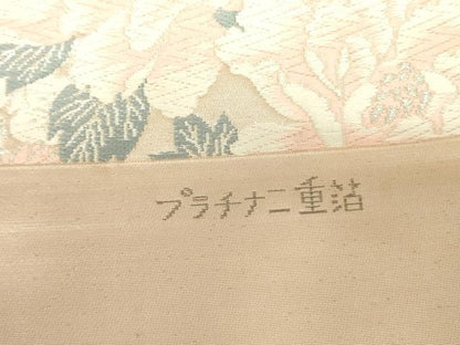 平和屋着物◎西陣　六通柄袋帯　唐織　珀凰錦　牡丹丸文　プラチナ二重箔　金銀糸　正絹　逸品　DAAX1708op