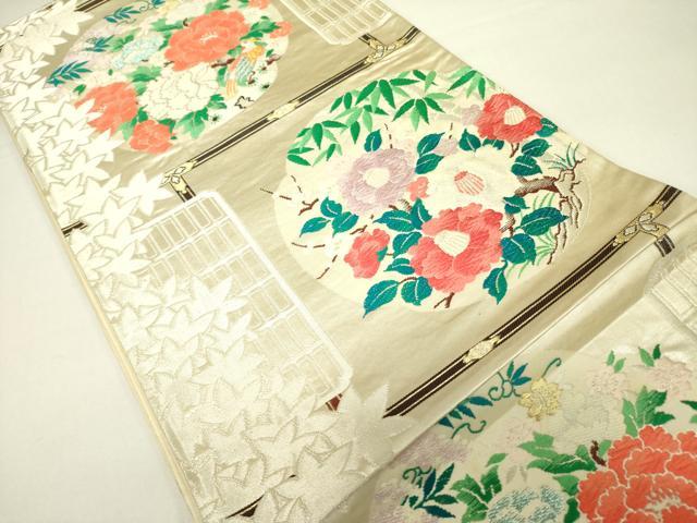 平和屋着物◎六通柄袋帯 唐織 草花丸文 金銀糸 正絹 逸品 DAAX1710op