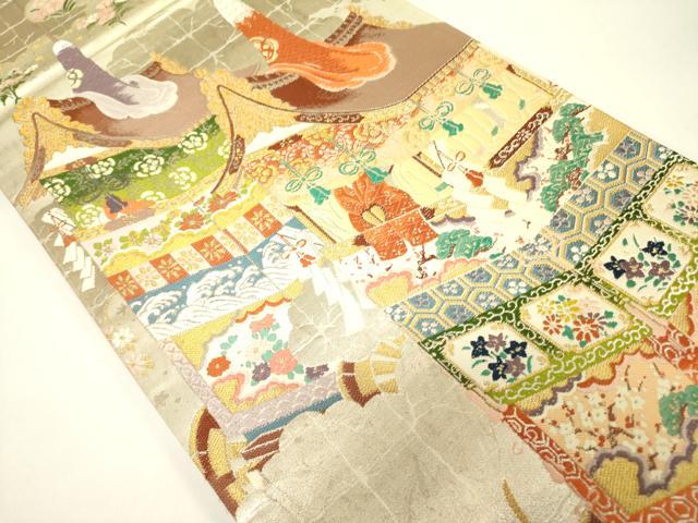 平和屋着物◎六通柄袋帯 唐織 雲取鉾文 正絹 逸品 DAAX1724op