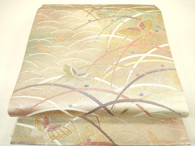 平和屋着物◎六通柄袋帯 舞蝶芝文 金銀糸 正絹 逸品 DAAX1731op