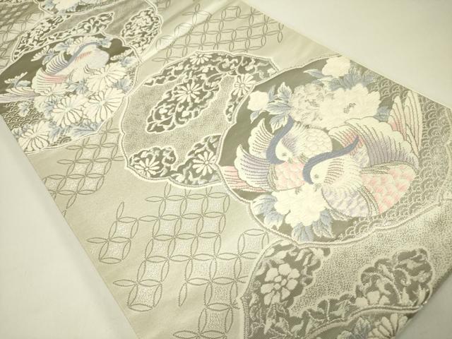 平和屋着物◎六通柄袋帯 唐織 清風鳳凰文 プラチナ箔 正絹 逸品 DAAX1736op