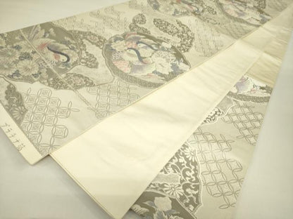 平和屋着物◎六通柄袋帯 唐織 清風鳳凰文 プラチナ箔 正絹 逸品 DAAX1736op