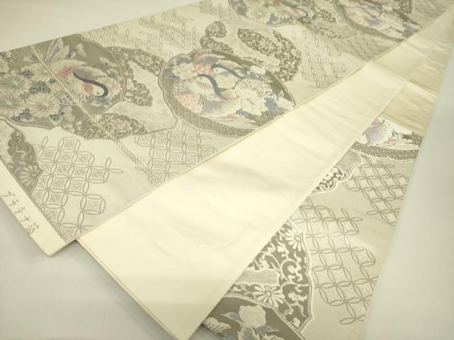 平和屋着物◎六通柄袋帯 唐織 清風鳳凰文 プラチナ箔 正絹 逸品 DAAX1736op