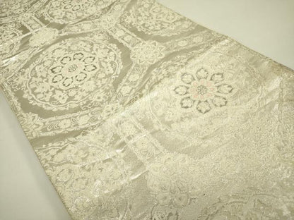 平和屋着物◎六通柄袋帯　唐織　正倉院亀甲花文　銀糸　正絹　逸品　DAAX1776op
